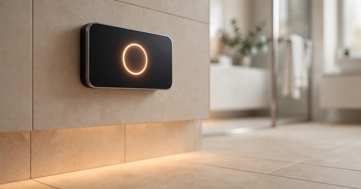 Digital thermostat controlling a heated bathroom floor in San Jose