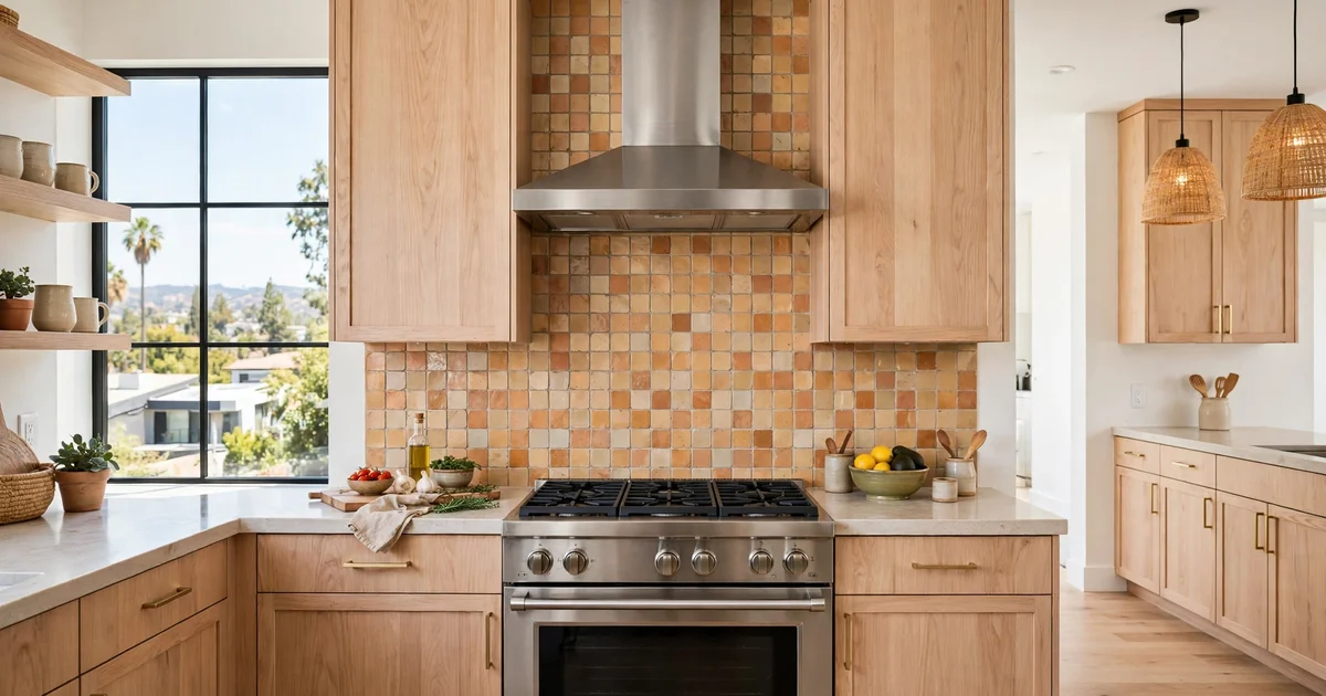 Kitchen backsplash ideas for 2026 in a San Jose home with handmade tile and warm tones