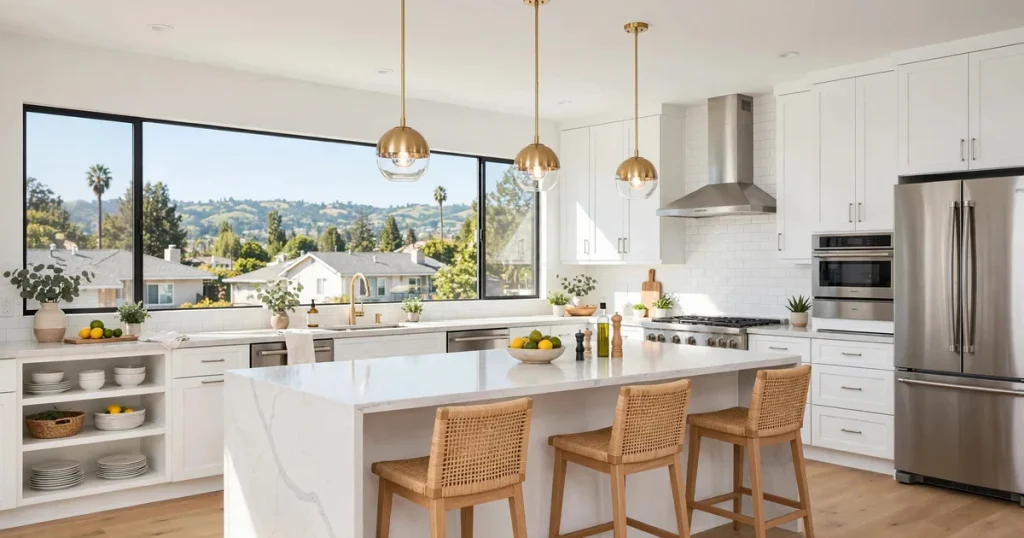 Modern kitchen layout with shaker cabinets in a San Jose home